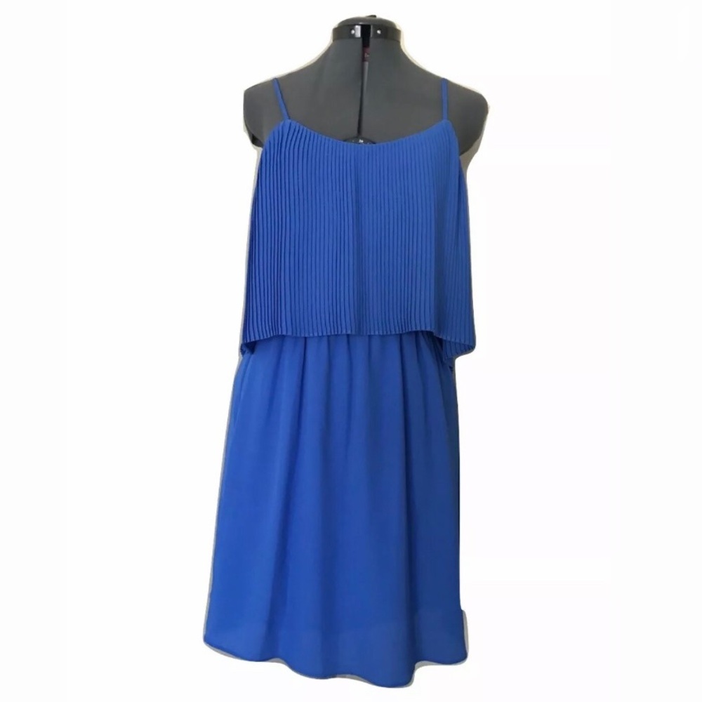 Wossino Dress Size Small Blue Blouson Pleated
